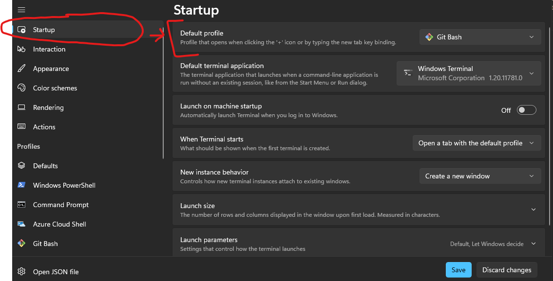Windows Terminal Default Profile